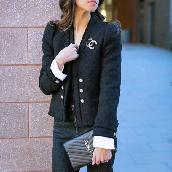 Zara Tweed Poplin Blazer Jacket 